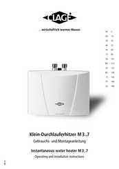 clage M 4 Instrucciones De Operación E Instalación