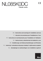Nice NL085K0DC Instrucciones Y Advertencias De Instalación Y Uso