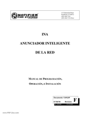 Pittway NOTIFIER FIRE SYSTEMS INA Manual De Programación, Operación, E Instalación