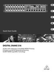 Behringer DIGITAL SNAKE S16 Guia De Inicio Rapido