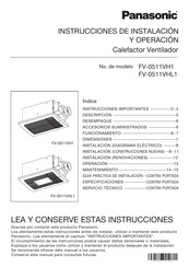 Panasonic FV-0511VH1 Instrucciones De Instalación Y  Operación