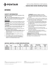 Pentair MYERS MWS5 Serie Manual De Instalación, Operación Y Repuestos