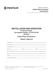 Pentair FH Serie Manual De Instalación Y De Operación