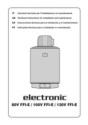 Ariston Thermo electronic 100V FFI-E Instrucciones Tecnicas Para La Instalacion Y El Mantenimiento