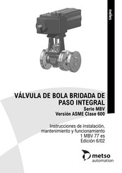 metso automation MBV Serie Instrucciones De Instalacion, Mantenimiento Y Funcionamiento