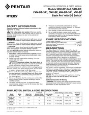 Pentair MYERS CMV-BP MW-BP-SA1 Manual De Instalación, Operación Y Partes