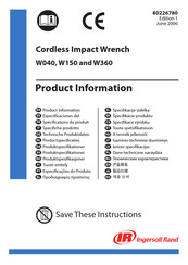 Ingersoll Rand W040 Especificaciones Del Producto
