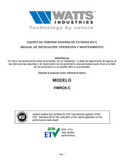 Watts Industries FMRO5-C Manual De Instalación, Operación Y Mantenimiento