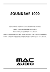 MAC Audio SOUNDBAR 1000 Owner’s Manual