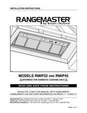 Broan-NuTone RANGEMASTER RMIP33 Manual Del Usaurio