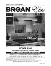 Broan ELITE E662 Guide D’iNstallation