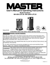 Pinnacle International MASTER MH-80V-LPC-B Manual De Usuario E Instrucciones De Funcionamiento