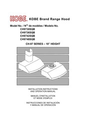 Kobe Range Hoods CH9736SQB Nstrucciones De Instalación Y Manual De Operación