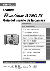 Canon PowerShot A720 IS Guía Del Usario