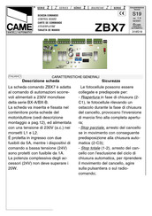 CAME ZBX7 Manual De Usuario