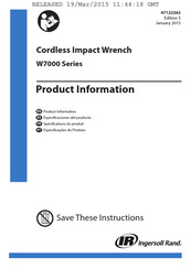 Ingersoll Rand W7000 Serie Especificaciones Del Producto