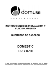 DOMUSA DOMESTIC D-6 Instrucciones De Instalación Y Funcionamiento