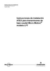 Emerson Micro Motion LFT Serie Instrucciones De Instalación