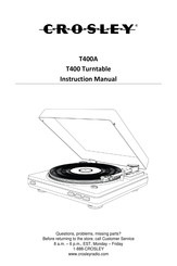 Crosley T400 Manual De Instrucciones