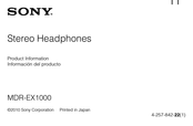 Sony MDR-EX1000 Información Del Producto
