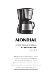 Mondial DOLCE AROME THERMO C-33 Manual De Instrucciones Y Servicio Técnico