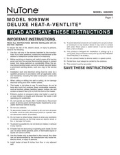 NuTone HEAT-A-VENTLITE 9093WH Manual De Usuario