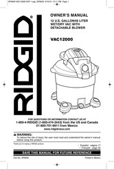 RIDGID VAC12000 El Manual Del Propietario