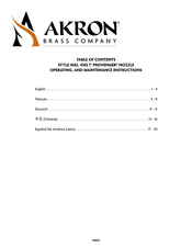 Akron Brass PROVENGER 1602 Instrucciones De Funcionamiento Y Mantenimiento