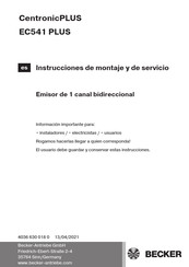 Becker CentronicPLUS EC541 PLUS Instrucciones De Montaje Y De Servicio