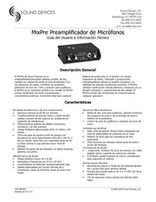 Sound Devices MixPre Guía Del Usuario E Información Técnica