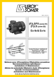 Leroy-Somer (F)LSPX Recomendaciones Específicas: Instalación Y Mantenimiento