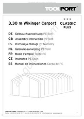 toolport Classic plus 3,30 m Wikinger Carport Manual De Instrucciones