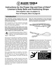 Klein Tools KG5295-8L Instrucciones Para El Uso Y Cuidado Apropiados