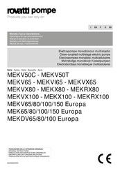 Rovatti Pompe MEKV100 Europa Manual De Uso Y Mantenimiento