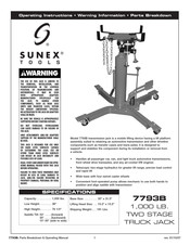 Sunex Tools 7793B Instrucciones De Operación