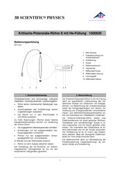 3B SCIENTIFIC PHYSICS 1000620 Instrucciones De Manejo