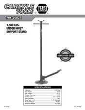 Napa CARLYLE TOOLS 791-2002A Instrucciones De Operación