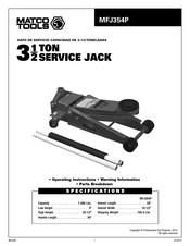 Matco Tools MFJ354P Instrucciones De Operación