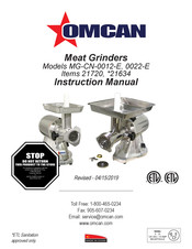 Omcan MG-CN-0012-E Instrucciones