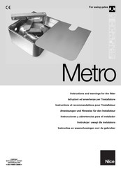 Nice Metro ME3000L Instrucciones Y Advertencias Para El Instalador