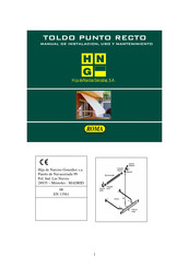 Roma TOLDO PUNTO RECTO Manual De Instalacion, Uso Y Mantenimiento De Instalacion, Uso Y Mantenimiento