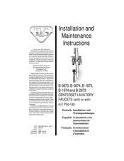 T&S B-1873 La Instalación Y Las Instrucciones De Mantenimiento