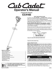 Cub Cadet CC4165 Manual Del Operador