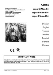 Cedes cegard/Max-114 Serie Manual De La Operación