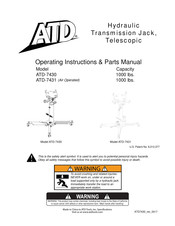 ATD ATD-7431 Instrucciones De Funcionamiento Y Manual De Piezas