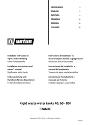 Vetus BTANKC Instrucciones De Instalación Y Manual Del Propietario