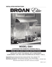 Broan Elite E661 Instrucciones De Instalación