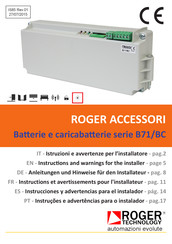 Roger Technology B71/BC Serie Instrucciones Y Advertencias Para El Instalador