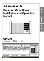 Friedrich CP12 Manual De Instalación Y Operación