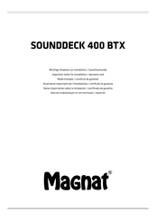Magnat Sounddeck 400 BTX Notas Importantes Sobre La Instalación / Certificado De Garantía